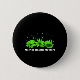 Mental Health S Sunflower May Green Awareness Ribb Button
