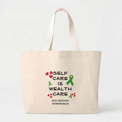Mental Health SELF CARE WEALTH CARE Christian Large Tote Bag