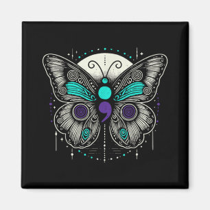 Mental Health Suicide Awareness Semicolon Butterfl Magnet