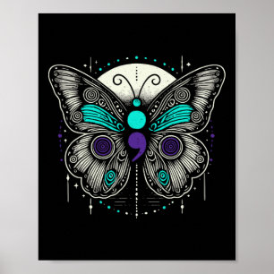 Mental Health Suicide Awareness Semicolon Butterfl Poster