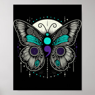 Mental Health Suicide Awareness Semicolon Butterfl Poster