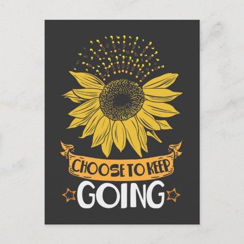 Mental Health Sunflower Choose To Keep Going Postcard