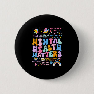 Mental health support squad groovy men women kids button
