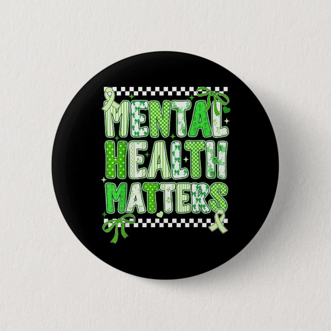 Mental Health Support Squad Preppy Motivational Button (Front)