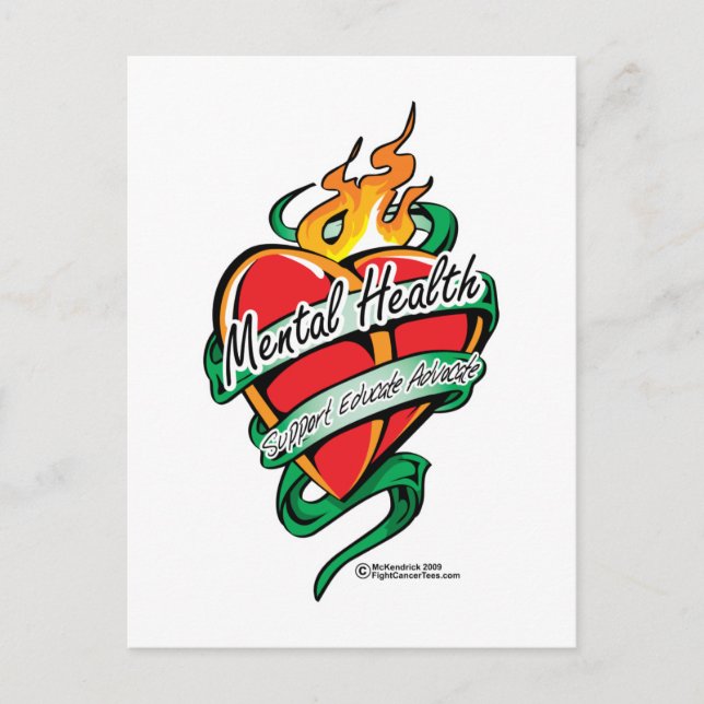 Mental Health Tattoo Heart Postcard (Front)