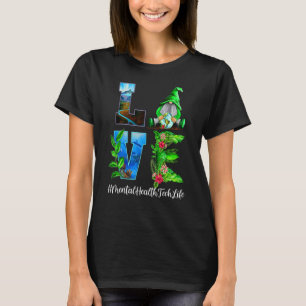 Mental Health Tech Love World Earth Day Gnomes T-Shirt