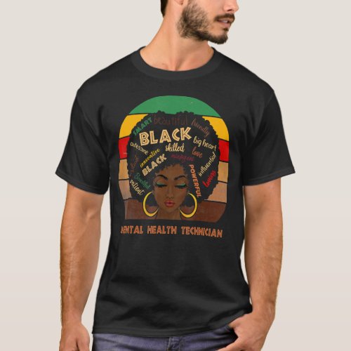 Mental Health Technician Afro African American Wom T_Shirt