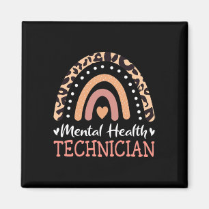 Mental Health Technician Leopard Rainbow Magnet