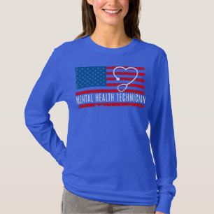 Mental Health Technician USA Flag Nurse Doctor T-Shirt