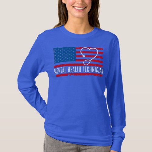Mental Health Technician USA Flag Nurse Doctor T_Shirt