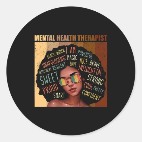 Mental Health Therapist Afro Women Black History M Classic Round Sticker