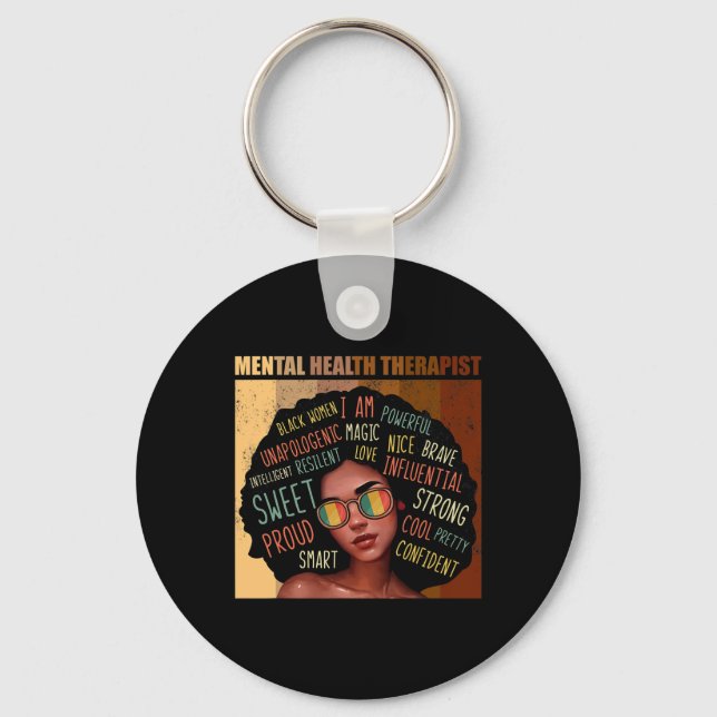 Mental Health Therapist Afro Women Black History M Keychain (Front)
