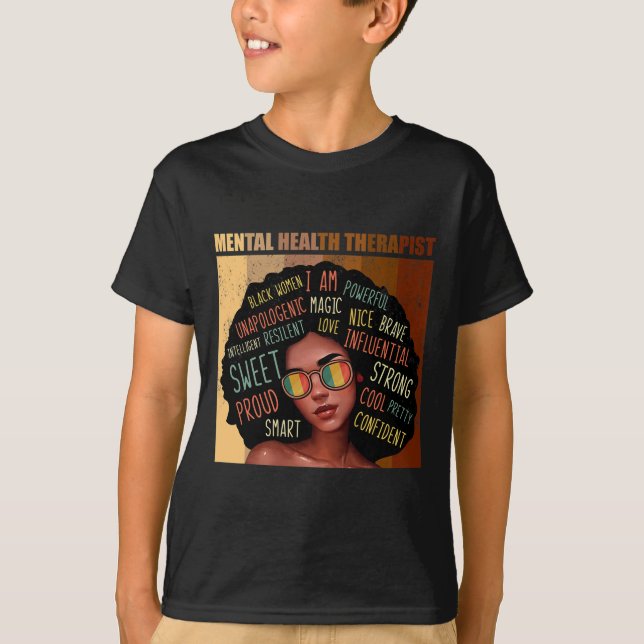 Mental Health Therapist Afro Women Black History M T-Shirt (Front)