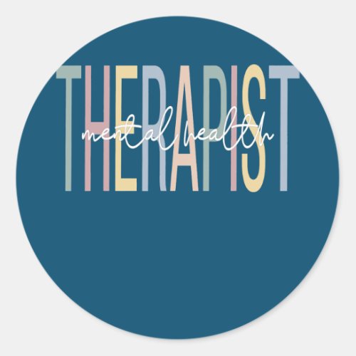 Mental Health Therapist Boho Mental Health Classic Round Sticker