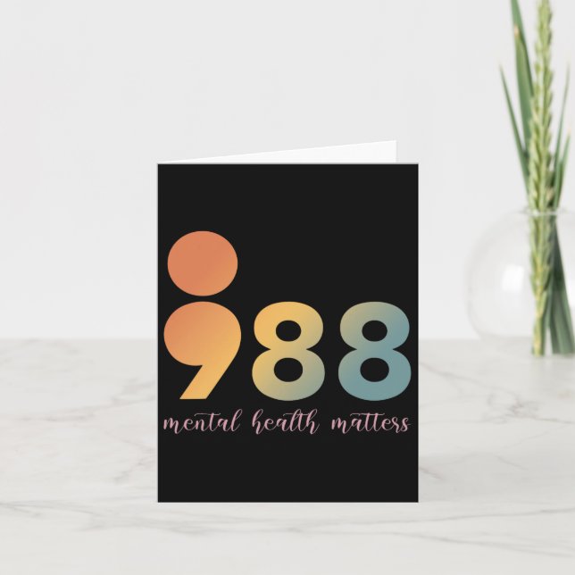 Mental Health Therapy 988 Semicolon Counselor Posi Card (Front)