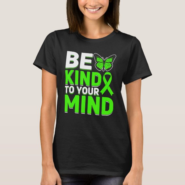 Mental Health Warrior Awareness Month Green Ribbon T-Shirt (Front)