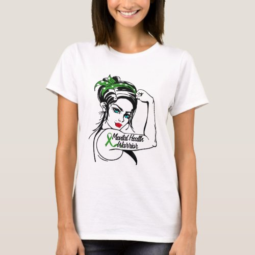 Mental Health Warrior Rosie The Riveter Pin Up2761 T_Shirt