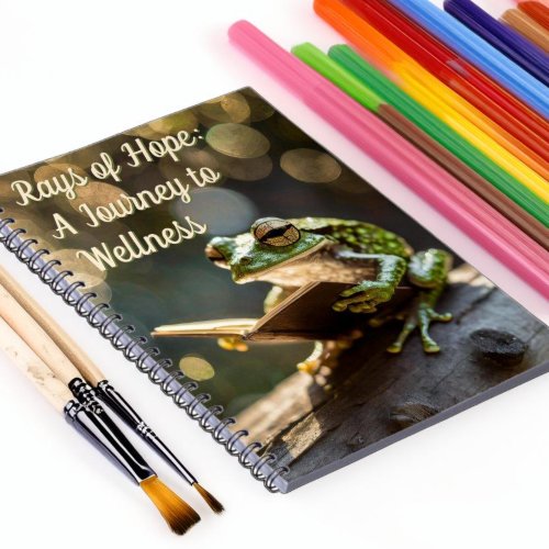 Mental Health Wellness Frog reading a book journal