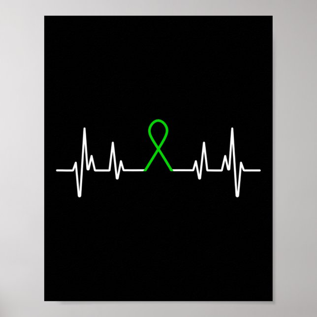 Mental Illness Green Ribbon Mental Health Awarenes Poster (Front)