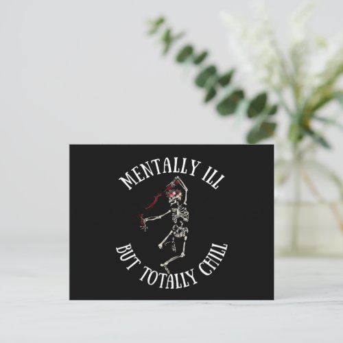 Mentally ill but totally chill funny quotes holiday postcard