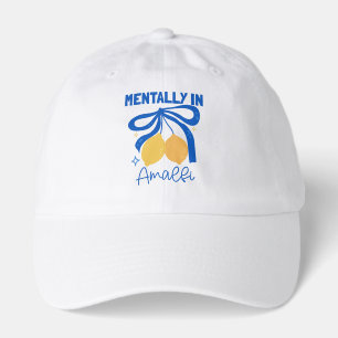 Mentally in Amalfi Italy Blue Coquette Lemon Hat
