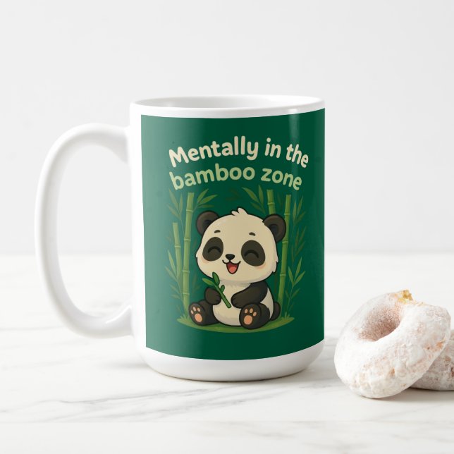 Mentally in the Bamboo Zone – Cute Chibi Panda Mug (With Donut)