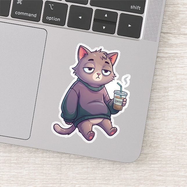 Mentally Offline Cat Sticker (Detail)