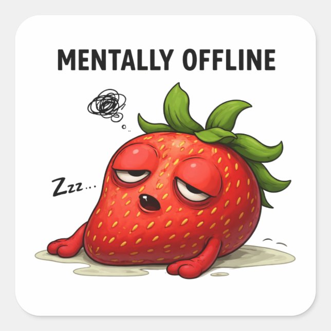 Mentally Offline Cute Strawberry Sticker (Front)