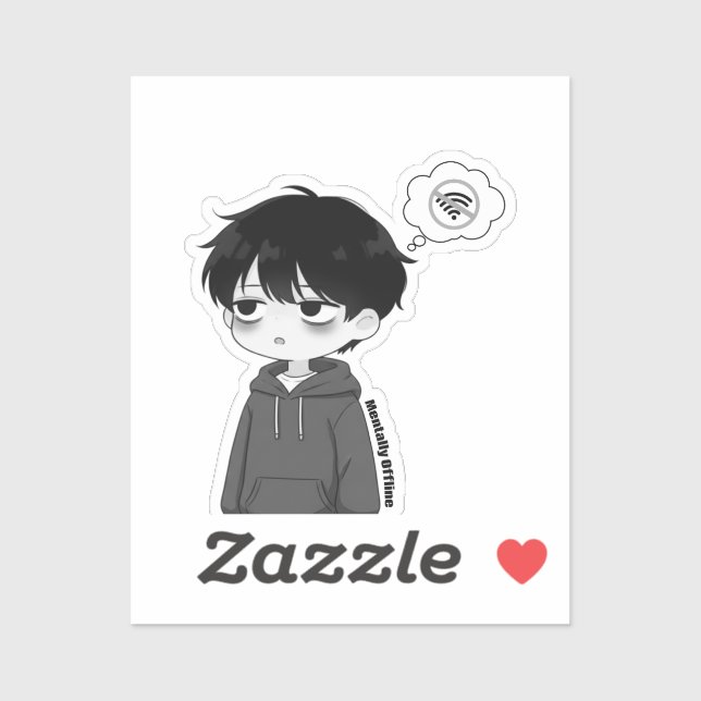Mentally Offline Disconnected Chibi Boy Sticker (Sheet)