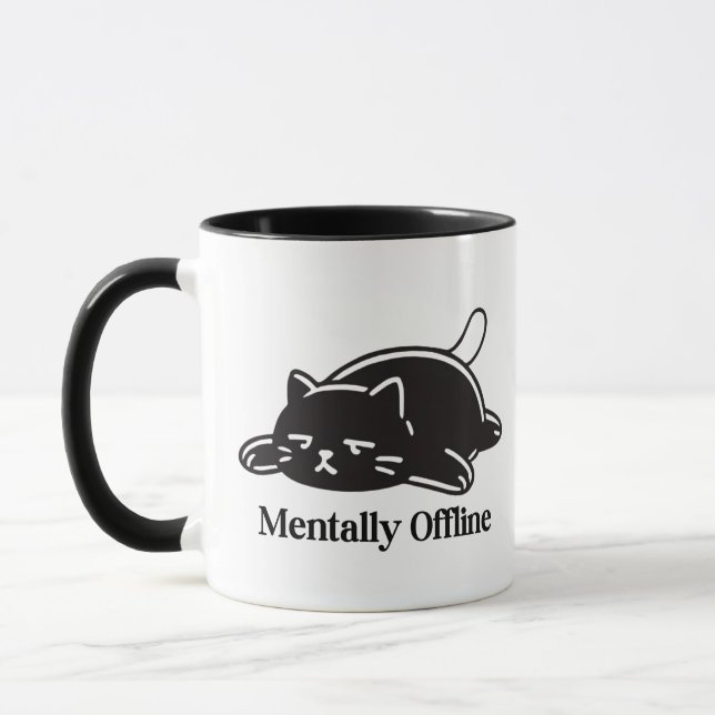 Mentally Offline Funny Introvert Mood Design Mug (Left)