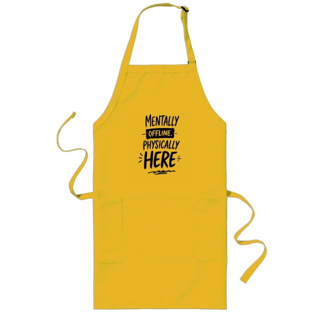 Mentally Offline Introvert Shirt Long Apron (Front)