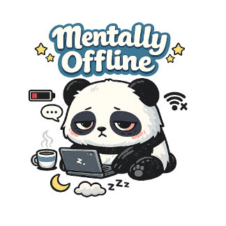 Mentally Offline Panda | Introvert Lo-Fi Aesthetic Throw Pillow