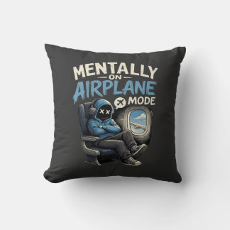 Mentally On Airplane Mode Shirt Funny Anime boy Throw Pillow