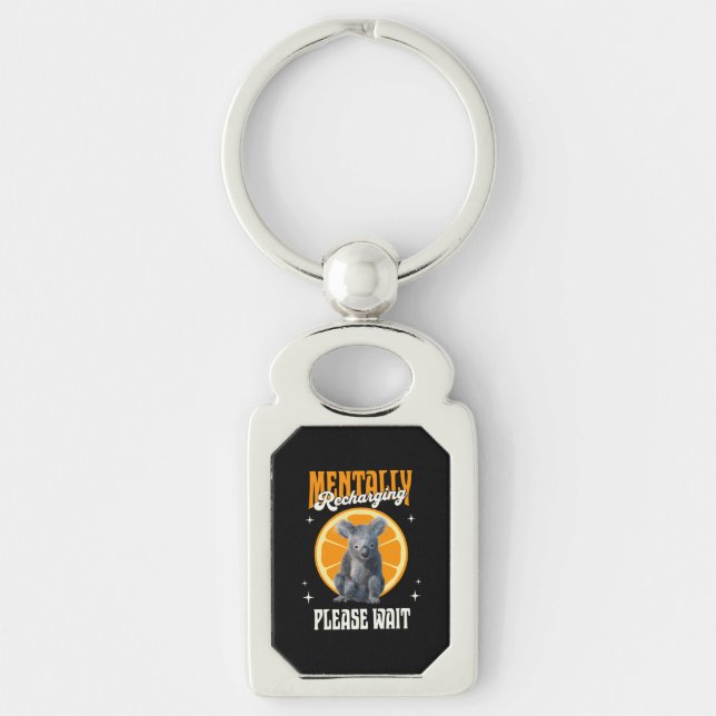 Mentally Recharging Introvert Koala Design Keychain (Front)