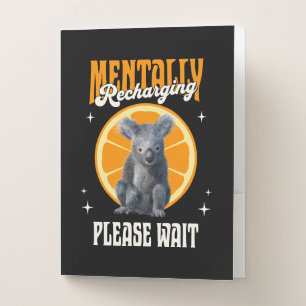 Mentally Recharging Introvert Koala Design Pocket Folder