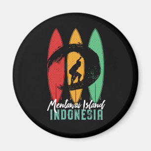 Mentawai Island Indonesia Vintage Retro Surfing Magnet