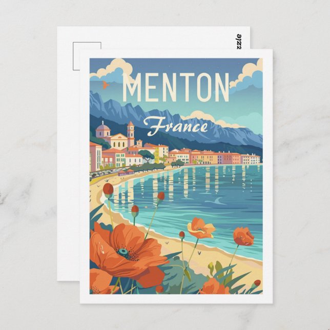 Menton France Famous Vintage Travel Place Postcard (Front/Back)