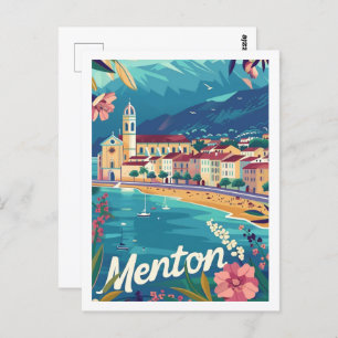 Menton France Famous Vintage Travel Place Postcard