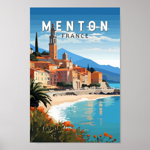 Menton France Travel Art Vintage Poster
