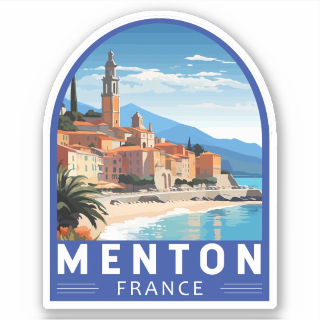 Menton France Travel Art Vintage Sticker (Front)
