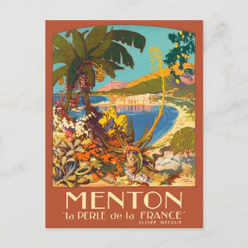Menton France vintage travel Postcard