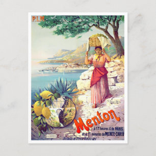 Menton France vintage travel Postcard