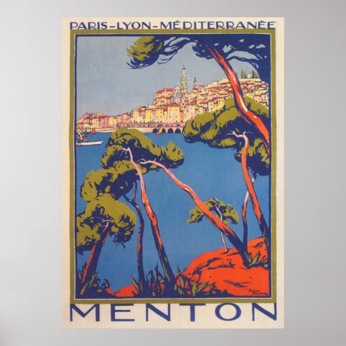 Menton France Vintage Travel Poster