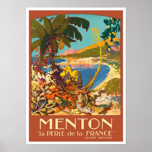Menton France vintage travel Poster (Front)