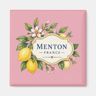 Menton French Riviera Magnet - Dusty pink Lemon