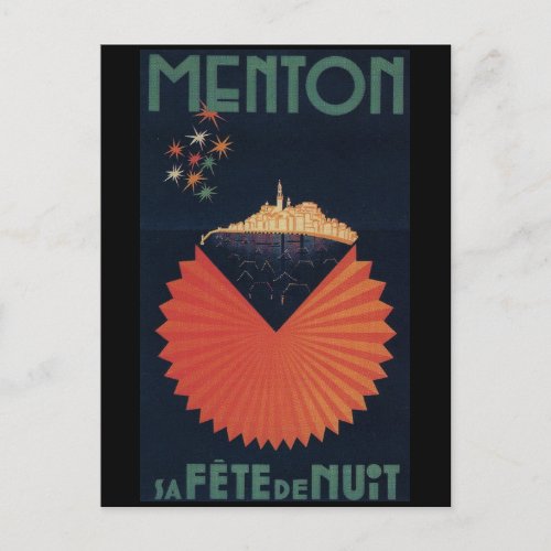 Menton Sa Fete de Nuit French Riviera Postcard