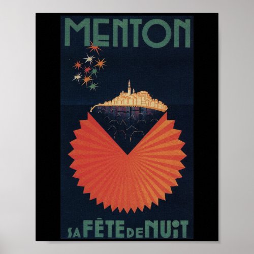 Menton Sa Fete de Nuit French Riviera Postcard Poster