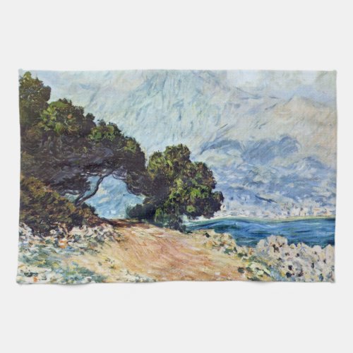 Menton Seen from Cap Martin by Claude Monet Kitchen Towel
