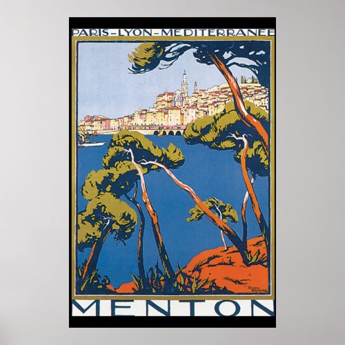 Menton Vintage Travel Poster