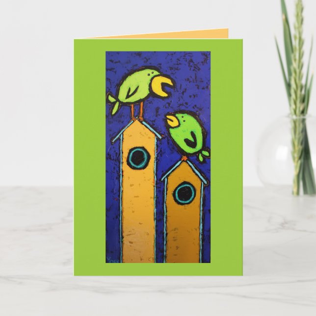 mentor card with birds and birdhouses (Front)